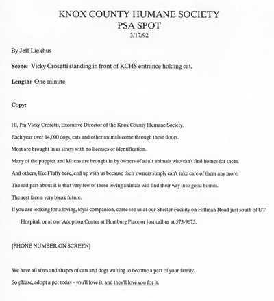 Knox County Humane Society radio spot